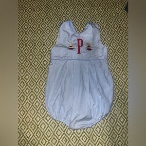 New without tags puppy “p” embroidered sunsuit